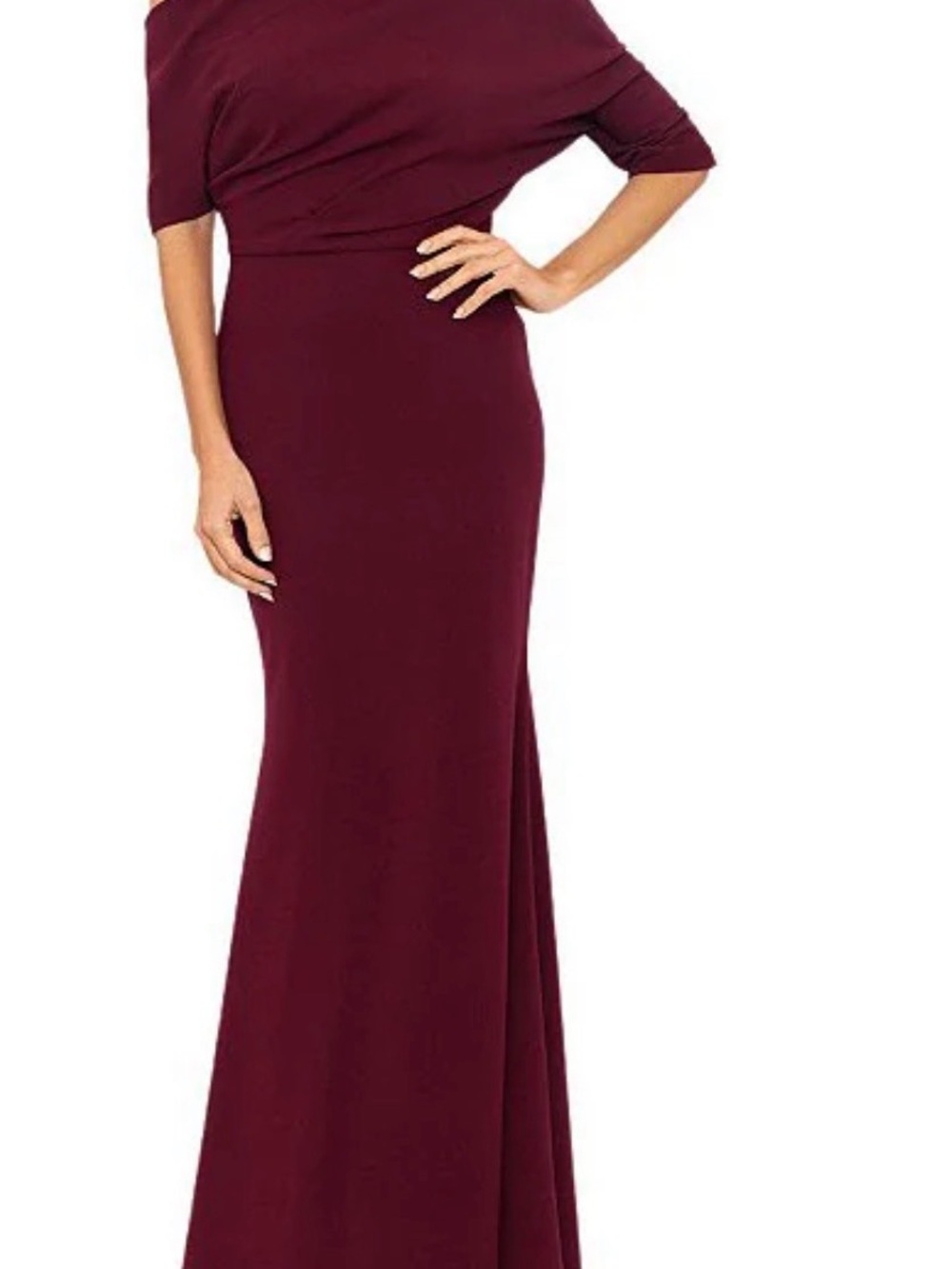 Betsy & Adam Off-Shoulder Maxi Dress in Burgundy NWT